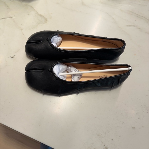 WoodchuckSato Black Leather Split-Toe Tabi Fold Ballerina Ballet Flats - Picture 11 of 12